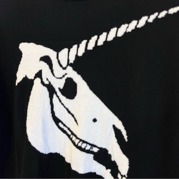 RUDE Unicorn skull pullover sweater, black and white, size M - Picture 7 of 11